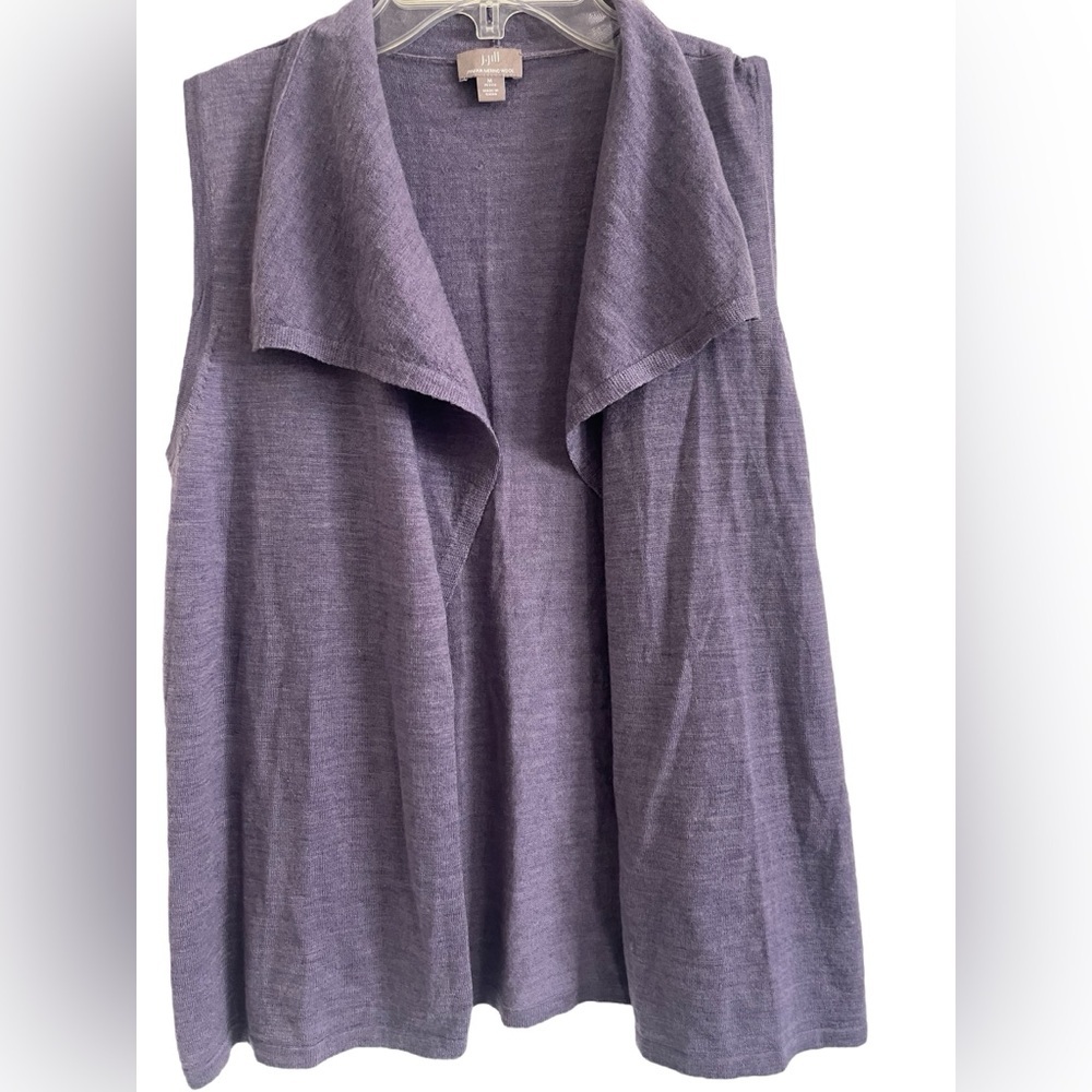 J.Jill Sleeveless Merino Wool Lightweight Open Cardigan Size Medium Petite